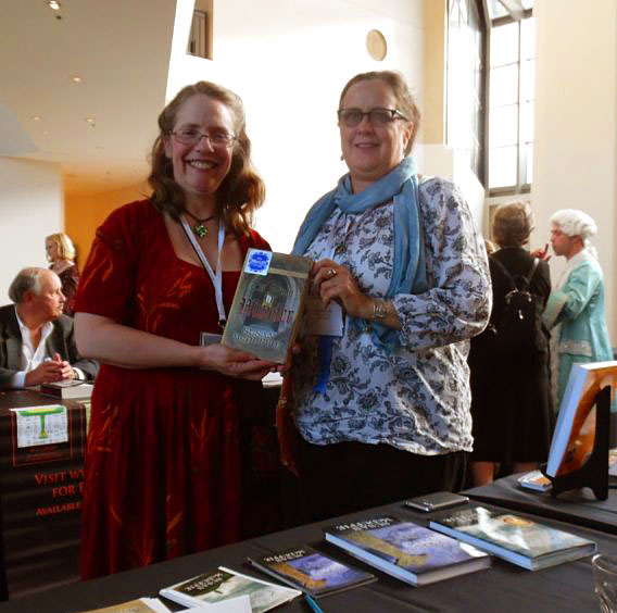 About Susan McDuffie with Editor Diane Piron Gelman at Historical Novel Society, award-winning Muirteach MacPhee Mysteries, set in medieval Scotland